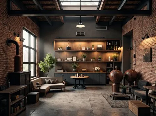 loft,lofts,officine,coffee shop,coffeeshop,the coffee shop,rowhouse,apartment,teahouses,an apartment,kitchen design,coffeehouse,3d rendering,coffeehouses,redbrick,render,kitchen interior,brick house,modern office,interior design