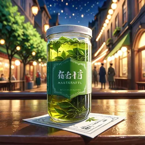 japanese tea,sayama tea,green tea,tea jar,meiji,glass jar,Anime,Anime,Cartoon