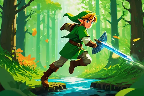 link,cg artwork,game art,green wallpaper,wander,robin hood,scroll wallpaper,game illustration,green forest,patrol,mobile video game vector background,rupees,the wanderer,digital painting,the forest fell,low poly,4k wallpaper,low-poly,pixel art,forest man,Illustration,Realistic Fantasy,Realistic Fantasy 31