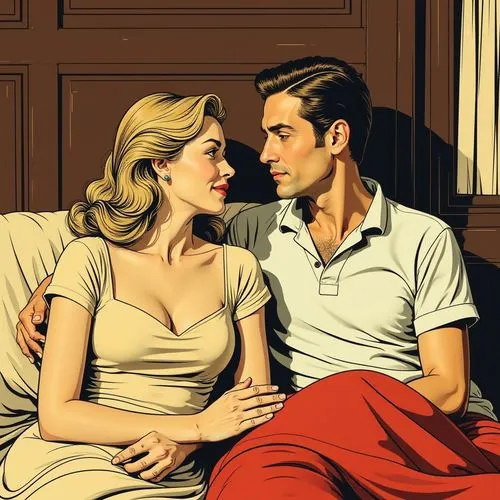 amants,blue jasmine,vettriano,rear window,vintage man and woman,young couple,Illustration,American Style,American Style 04