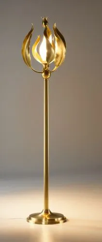 decorative brass leaves   finish in antique brass floor lamp,a candle sitting on top of a metal base,golden candlestick,monstrance,candlestick for three candles,gold chalice,islamic lamps,incense with