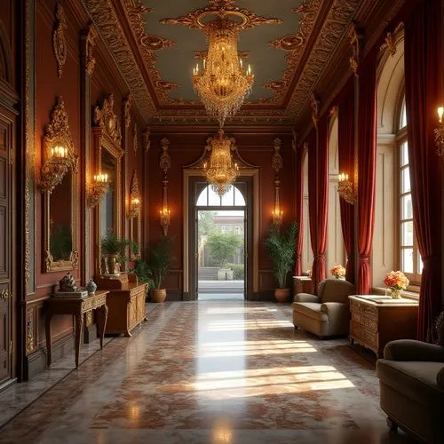 royal interior,entrance hall,hallway,corridor,foyer,ritzau,enfilade,cliveden,lobby,ballroom,hotel hall,villa cortine palace,ornate room,amanresorts,europe palace,corridors,chateau margaux,cochere,residenz,villa d'este,Photography,General,Realistic