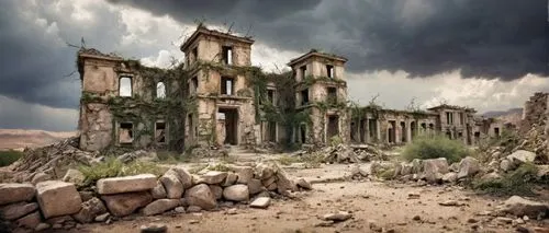 ruinas,ruine,ruins,ruin,destroyed city,the ruins of the palace,belchite,luxury decay,ancient ruins,the ruins of the,ezzor,dilapidated,post-apocalyptic landscape,homs,abandono,dereliction,photo manipulation,delapidated,yemen,abandoned places,Unique,3D,Panoramic