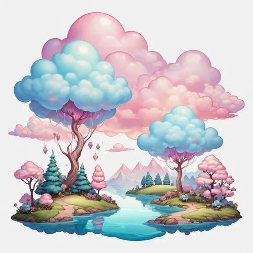 cloudmont,mushroom landscape,floating island,landscape background,cloudbase,cloudland,Illustration,Abstract Fantasy,Abstract Fantasy 11