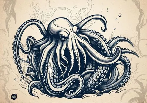 深海章魚怪設計圖,深海章魚怪設計圖002,illithid,lovecraftian,cthulhu,lovecraft,kraken,azathoth,Unique,Design,Logo Design