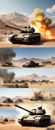 military tank, dynamic battle scene, in-game currency, premium account, explosive shells, armor piercing rounds, desert camouflage, realistic textures, weathered metal, dusty environment, action-packe