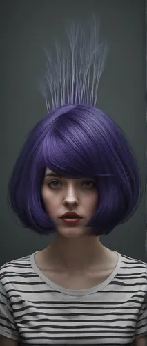 Recount the moment Anne accidentally dyes her hair a shocking color.,violet head elf,cynara,purple thistle,la violetta,crown chakra,depressed woman,digital painting,purple rizantém,digital art,purple 