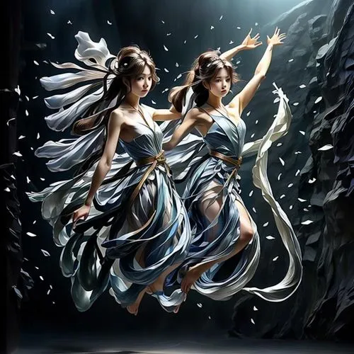 sylphs,rhinemaidens,maenads,naiads,dryads,archangels,whirlwinds,enchanters,orions,fairies aloft,fairies,dancers,priestesses,sirene,pleiades,sorceresses,harpies,canonesses,celtic woman,muses