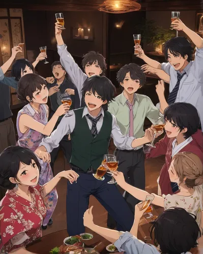 drinking party,izakaya,a party,dance club,summer party,iron blooded orphans,pub,shosenkyo drunk,dinner party,drinking establishment,family dinner,celebration,parties,birthday party,family gathering,party,party people,celebrating,tsumugi kotobuki k-on,last supper,Illustration,Japanese style,Japanese Style 12