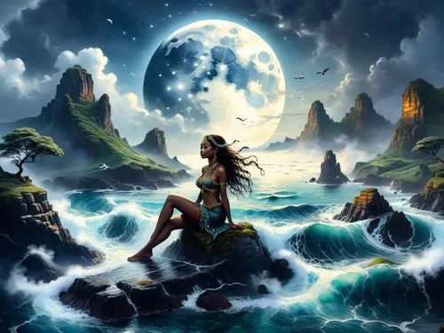 fantasy picture,amphitrite,atlantica,fantasy art,mermaid background,fathom,Illustration,Realistic Fantasy,Realistic Fantasy 25