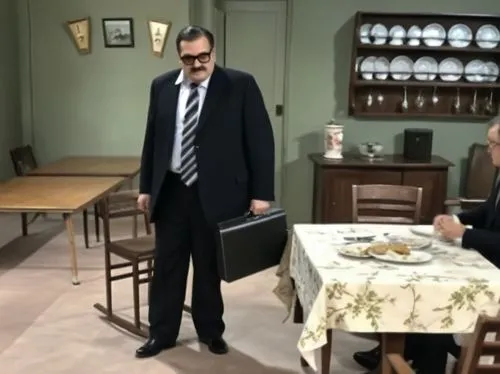 two men are seated at a table, one has a suit case and the other is holding a briefcase,abaza,fawlty,poirot,3d albhabet,tessio,haluk,stavros,karasev,zeyer,boycie,karadayi,groucho,ezel,demol,dizi,cemil