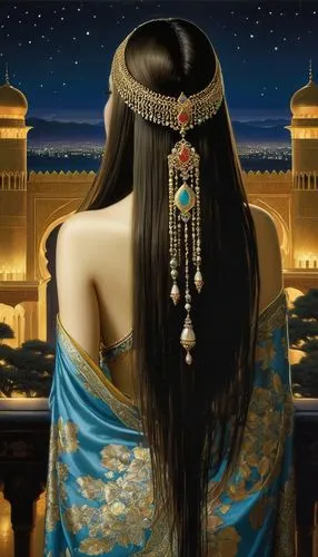 rem in arabian nights,oriental princess,oriental girl,inner mongolian beauty,persia,sheherazade,Illustration,Realistic Fantasy,Realistic Fantasy 08