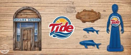 Design a rustic and vintage tide logo for a coastal seafood restaurant.,bottle opener,ice cream icons,nautical clip art,wooden signboard,kitchen utensils,baking tools,ice cream sodas,cooking utensils,