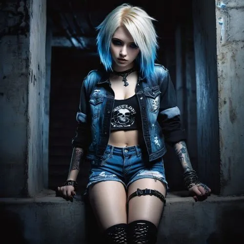 punk,gothic fashion,grunge,punk design,denim background,gothic style,goth woman,goth subculture,rocker,tattoo girl,denim and lace,blue enchantress,goth,blue hair,gothic woman,bluejay,blue heart,gothic,bad girl,dark angel,Conceptual Art,Fantasy,Fantasy 13