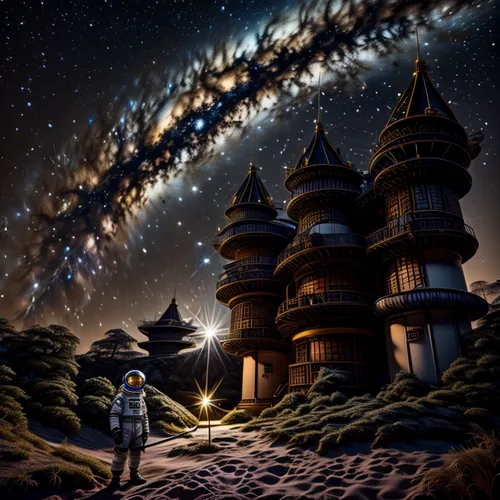 fantasy picture,sci fiction illustration,planetarium,astronomer,fantasy landscape,astronomy,exoplanet,space art,starscape,fractal environment,fantasy art,alien world,world digital painting,astral traveler,alien planet,scene cosmic,fractals art,dream world,tobacco the last starry sky,travelers