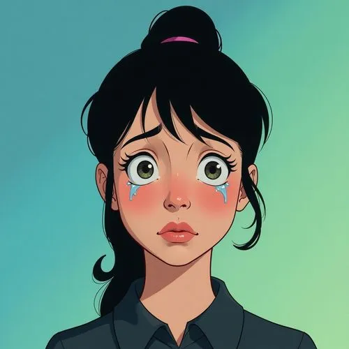 worried girl,vector girl,mulan,cute cartoon character,tiktok icon,vector art,Illustration,American Style,American Style 15