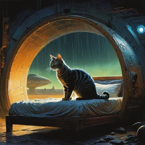 cat,puerto montt,chile,science fiction,portal,Illustration,Realistic Fantasy,Realistic Fantasy 06