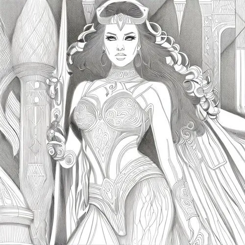 goddess of justice,fantasy woman,lady justice,wonderwoman,wonder woman city,cybele,wonder woman,coloring page,sorceress,the enchantress,celtic queen,tiana,priestess,queen of the night,merida,star moth