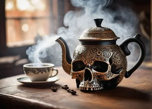 halloween coffee,tea zen,a cup of tea,hot drink,earl grey tea,fragrance teapot,tea,teatime,herbal tea,tea drinking,tea service,hot coffee,scented tea,cup of tea,tea pot,skull and crossbones,teapots,autumn hot coffee,teapot,loose leaf tea,Art,Classical Oil Painting,Classical Oil Painting 39