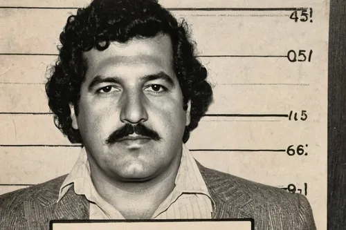 A mugshot of Pablo Escobar taken in 1977 by the Medellín Control Agency. http://ift.tt/2xLDcdB,wanted,murderer,criminal,justicia brandegeana wassh,mobster,1982,salvador guillermo allende gossens,aleja