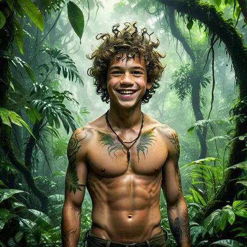 sanjaya,tarzan,luiz,sauli,shirtless,carlito,Conceptual Art,Oil color,Oil Color 11