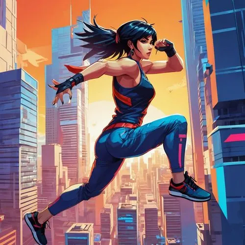 elektra,strider,mulan,karai,wonder woman city,korra,psylocke,emiko,peni,vector girl,bulletgirl,xiaoyu,sprint woman,taki,motoko,alita,sci fiction illustration,akira,female runner,shadowrun