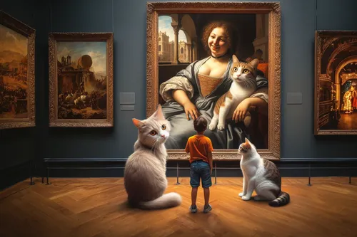 background in the meseum,art gallery,art dealer,art world,girl with dog,art museum,popular art,universal exhibition of paris,admired,fine art,meticulous painting,paintings,the mona lisa,light of art,a