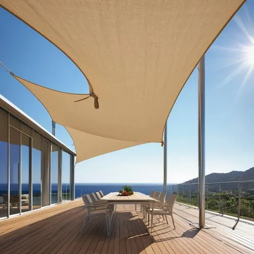 folding roof,roof landscape,daylighting,awnings,snohetta,toldo,bamboo curtain,overhead umbrella,wooden decking,roof terrace,pergola,awning,dunes house,sunshade,velux,terrazza,roof tent,oticon,wood deck,aerial view umbrella,Photography,General,Realistic