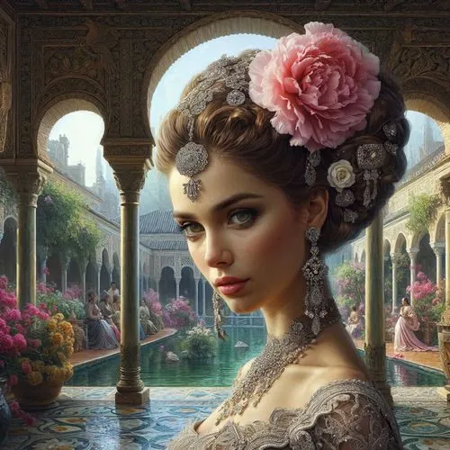 fantasy portrait,fantasy art,romantic portrait,fantasy picture,principessa,secret garden of venus,persephone,noblewoman,way of the roses,world digital painting,the carnival of venice,amidala,mystical portrait of a girl,behenna,girl in a wreath,margairaz,mirabilis,rosaline,scent of roses,victorian lady