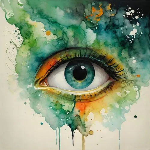 peacock eye,abstract eye,eye,women's eyes,cosmic eye,watercolor painting,Illustration,Paper based,Paper Based 19