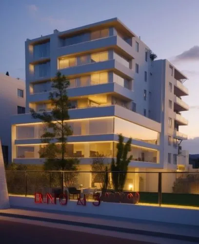 an apartment building with large balconies and a fenced in area,residencial,fresnaye,inmobiliaria,glyfada,modern house,penthouses,Photography,General,Realistic