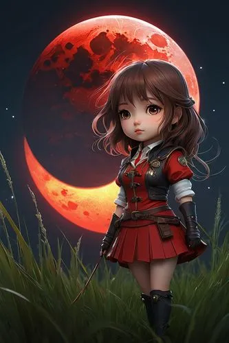 lunar eclipse,dusk background,moon and star background,inuyasha,momiji,little red riding hood,akagi,nobu,akatsuki,ayano,kururi,bns,red riding hood,longmei,kurenai,imagawa,total lunar eclipse,megu,yuexiu,uzuki,Illustration,Realistic Fantasy,Realistic Fantasy 28