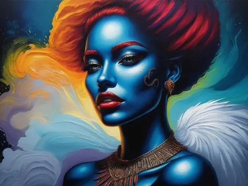 Painting Abstract Body Art Oil Painting
,mystique,nefertiti,genie,niobe,erykah,african woman,amerykah,aquarius,fantasy portrait,neon body painting,asari,satari,bodypainting,azul,andromeda,blue enchant