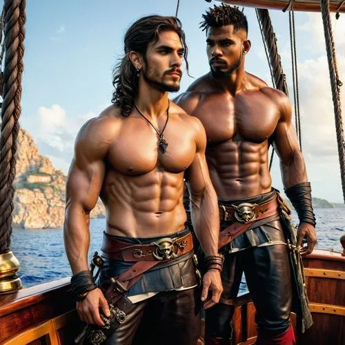 piracies,piratas,alcide,khal,pirates,momoa,doubloons,hunks,merchantmen,machos,norsemen,seafaring,galleon,swashbucklers,shipmates,pirate ship,pirating,orishas,drogo,sailing ship,Illustration,Realistic Fantasy,Realistic Fantasy 05