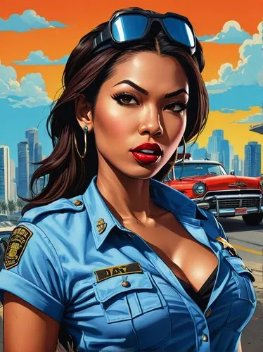 policewoman,traffic cop,game illustration,officer,car mechanic,auto mechanic,police officer,helicopter pilot,auto repair shop,retro women,woman fire fighter,edsel ranger,policia,edsel,mechanic,sheriff,auto repair,car hop,car repair,blue-collar,Illustration,Vector,Vector 19