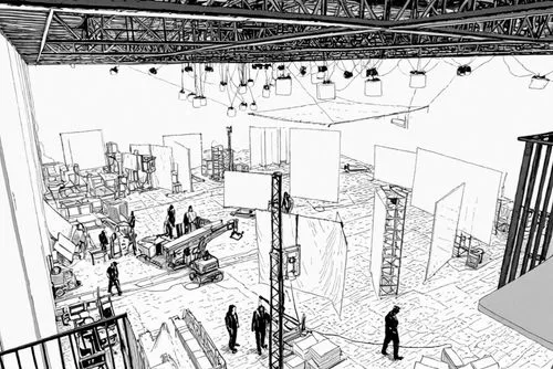 sketchup,wireframe graphics,unbuilt,revit,wireframe,piranesi,construction area,underconstruction,reconstructs,manufactory,buildout,preconstruction,deconstructivism,3d rendering,building site,constructing,reconstructing,under construction,frame drawing,roughs,Design Sketch,Design Sketch,Black and white Comic