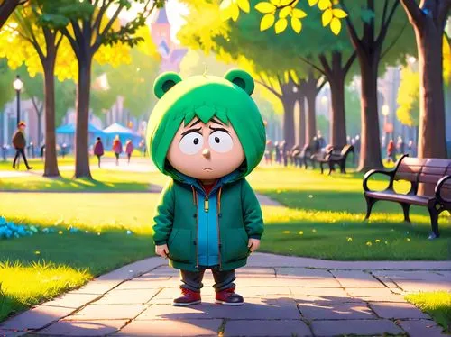 cute cartoon character,cartoon forest,cute cartoon image,autumn walk,kids illustration,parka,child in park,little bear,stroll,walk,forest clover,walking in the rain,forest walk,green forest,3d render,hedgehog child,animated cartoon,strolling,walk in a park,raincoat,Anime,Anime,Cartoon