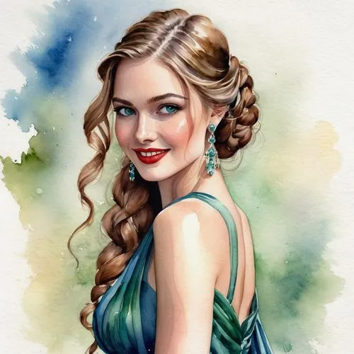 elsa,digital painting,fantasy portrait,watercolor pin up,fashion illustration,updo,portrait background,world digital painting,photo painting,celtic woman,watercolor painting,fashion vector,romantic portrait,girl in a long dress,celtic queen,watercolor pencils,color pencils,colour pencils,sarah walker,young woman,Art,Artistic Painting,Artistic Painting 29