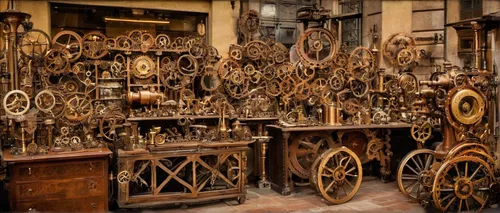 clockmaker,scientific instrument,instruments,antiquariat,steampunk gears,antiques,wooden toys,glockenspiel,church instrument,antique furniture,art tools,watchmaker,cuckoo clocks,craftsmen,street organ,engine room,drill presses,music instruments,wood carving,antique construction,Illustration,Realistic Fantasy,Realistic Fantasy 13