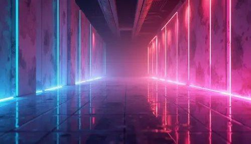 vapor,passage,neon arrows,light space,colored lights,3d background,synthetic,cyberscene,80's design,3d render,noncorporate,mainframes,light track,synth,prism,cyberia,hypermodern,cinema 4d,abstract retro,ultraviolet,Photography,General,Realistic