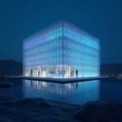 water cube,snohetta,futuristic art museum,bjarke,glass building,aqua studio