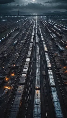 rail traffic,railway tracks,through-freight train,rail transport,freight trains,railway lines,railway rails,railroads,railroad tracks,marshalling yard,railroad track,train tracks,railtrack,railway,container train,railroad,railway line,rail road,train track,inland port,Conceptual Art,Fantasy,Fantasy 33