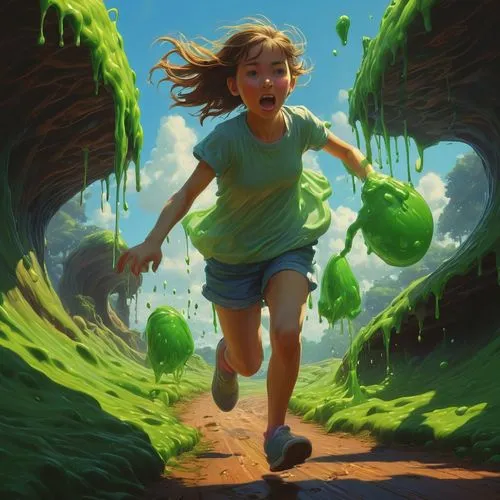 little girl running,little girl in wind,kids illustration,world digital painting,green balloons,running frog,green,digital painting,run,verdant,aaaa,happy children playing in the forest,running,verde,nissa,little girl with balloons,children's background,runyonesque,fleeing,game illustration,Conceptual Art,Fantasy,Fantasy 01