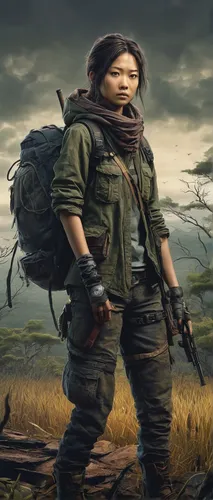 lori,girl with gun,dacia,lara,huntress,gi,post apocalyptic,girl with a gun,cargo pants,monsoon banner,lost in war,action-adventure game,croft,pubg mascot,scavenger,the wanderer,game art,nora,katniss,background image,Illustration,Japanese style,Japanese Style 18