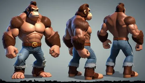 3d model,ape,gorilla,kong,great apes,barbarian,orangutan,blue-collar worker,3d rendered,muscle man,heavy construction,3d modeling,builder,male character,baboon,brute,carpenter jeans,stand models,monkeys band,3d render,Unique,Design,Character Design