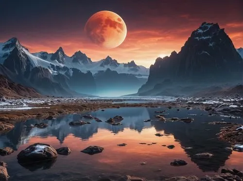 lunar landscape,fantasy landscape,moonscape,valley of the moon,fantasy picture,alien planet,Photography,General,Realistic