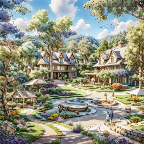 aurora village,knight village,alpine village,resort town,shanghai disney,golf resort,palo alto,popeye village,fairy village,the disneyland resort,escher village,sonoma,villas,napa,suburban,resort,mountain village,napa valley,golf course background,idyllic