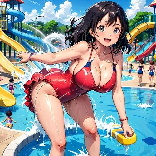 water park,fubuki,waterpark,summer background,haruhi,yanmei,kawakami,sanya,gessen,idolmaster,haibei,megumi,waterslides,himuto,hirono,karin,water sports,asami,hiratsuka,yuzana,Anime,Anime,Traditional