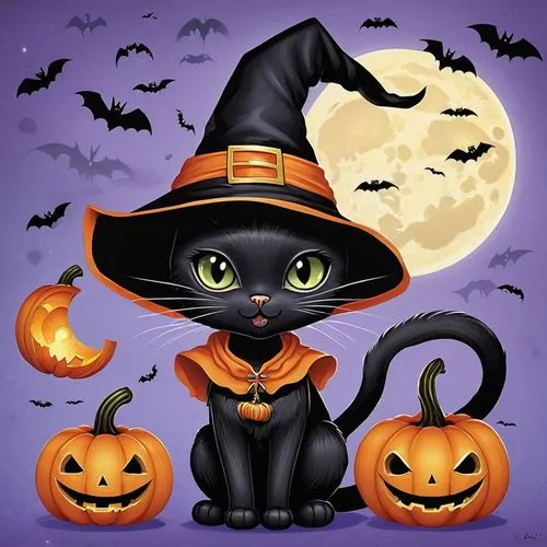 halloween black cat,halloween cat,halloween vector character,samhain,halloween background,halloween illustration,Illustration,Abstract Fantasy,Abstract Fantasy 10