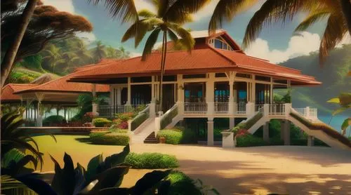 tropical house,house by the water,beach house,holiday villa,tropical island,gazebo,seaside resort,beach hut,bungalow,pool house,beachhouse,tropical beach,boathouse,beach resort,summer cottage,stilt ho